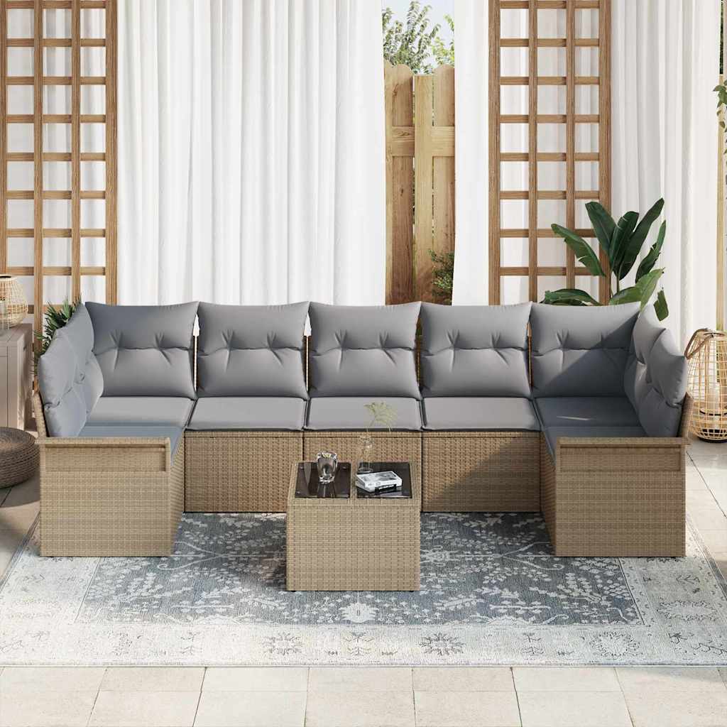 Set Divano da Giardino 8 pcs Beige e grigio polyrattan | homemem39