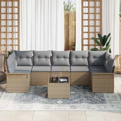 Set Divano da Giardino 8 pcs Beige e grigio polyrattan | homemem39