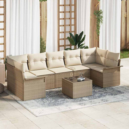 Set Divano da Giardino 8 pcs Beige e Crema polyrattan | homemem39