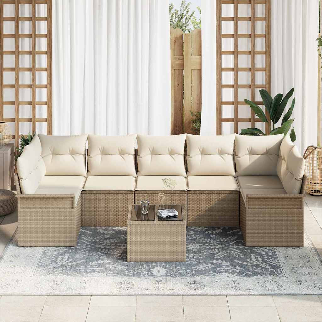 Set Divano da Giardino 8 pcs Beige e Crema polyrattan | homemem39
