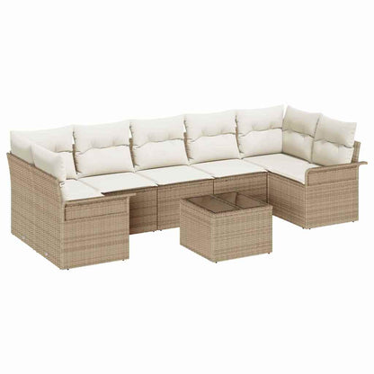 Set Divano da Giardino 8 pcs Beige e Crema polyrattan | homemem39