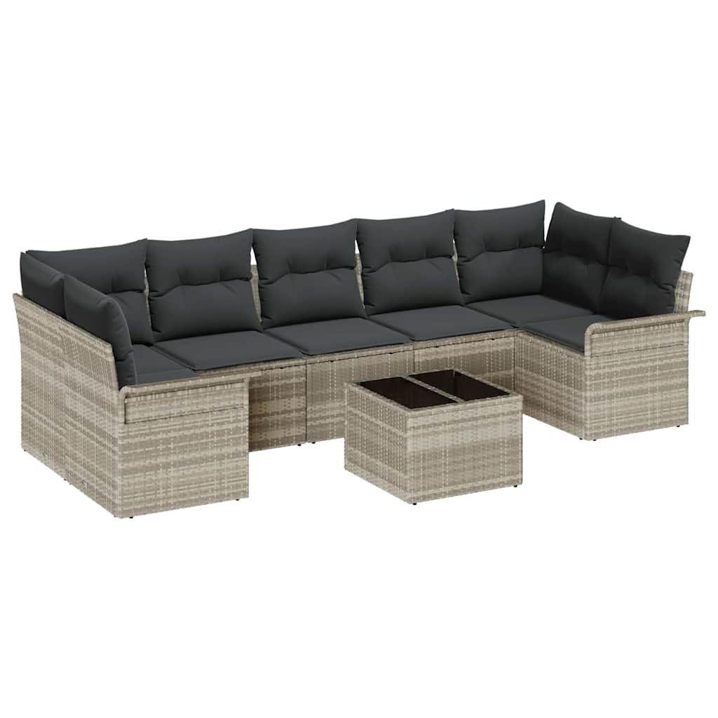 Set Divano da Giardino 8 pcs Grigio chiaro e grigio scuro | homemem39