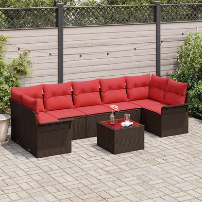 Set Divano da Giardino 8 pcs Beige e Rosso polyrattan | homemem39