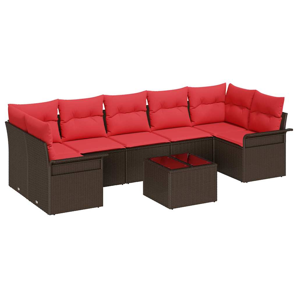 Set Divano da Giardino 8 pcs Beige e Rosso polyrattan | homemem39