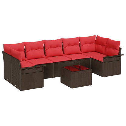 Set Divano da Giardino 8 pcs Beige e Rosso polyrattan | homemem39