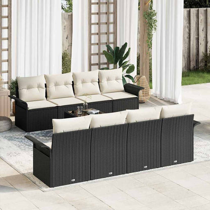 Set Divano da Giardino 9 pcs Nero e Crema polyrattan | homemem39