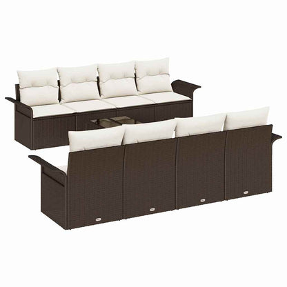 Set Divano da Giardino 9 pcs Marrone e Crema 55 x 55 x 37 cm | homemem39