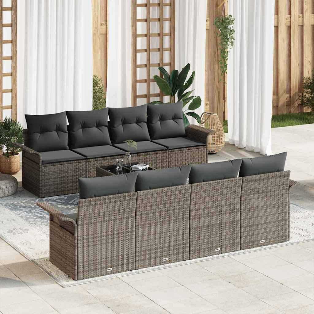 Set Divano da Giardino 9 pcs Grigio 55 x 55 x 37 cm polyrattan
