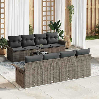 Set Divano da Giardino 9 pcs Grigio 55 x 55 x 37 cm polyrattan
