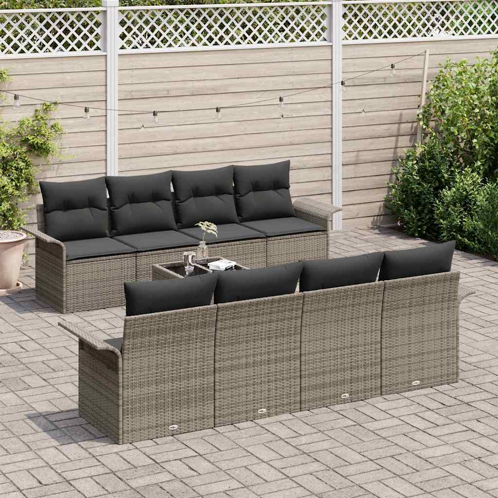 Set Divano da Giardino 9 pcs Grigio 55 x 55 x 37 cm polyrattan
