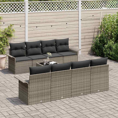 Set Divano da Giardino 9 pcs Grigio 55 x 55 x 37 cm polyrattan