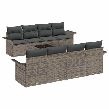 Set Divano da Giardino 9 pcs Grigio 55 x 55 x 37 cm polyrattan