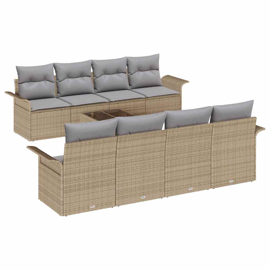 Set Divano da Giardino 9 pcs Beige e grigio polyrattan | homemem39