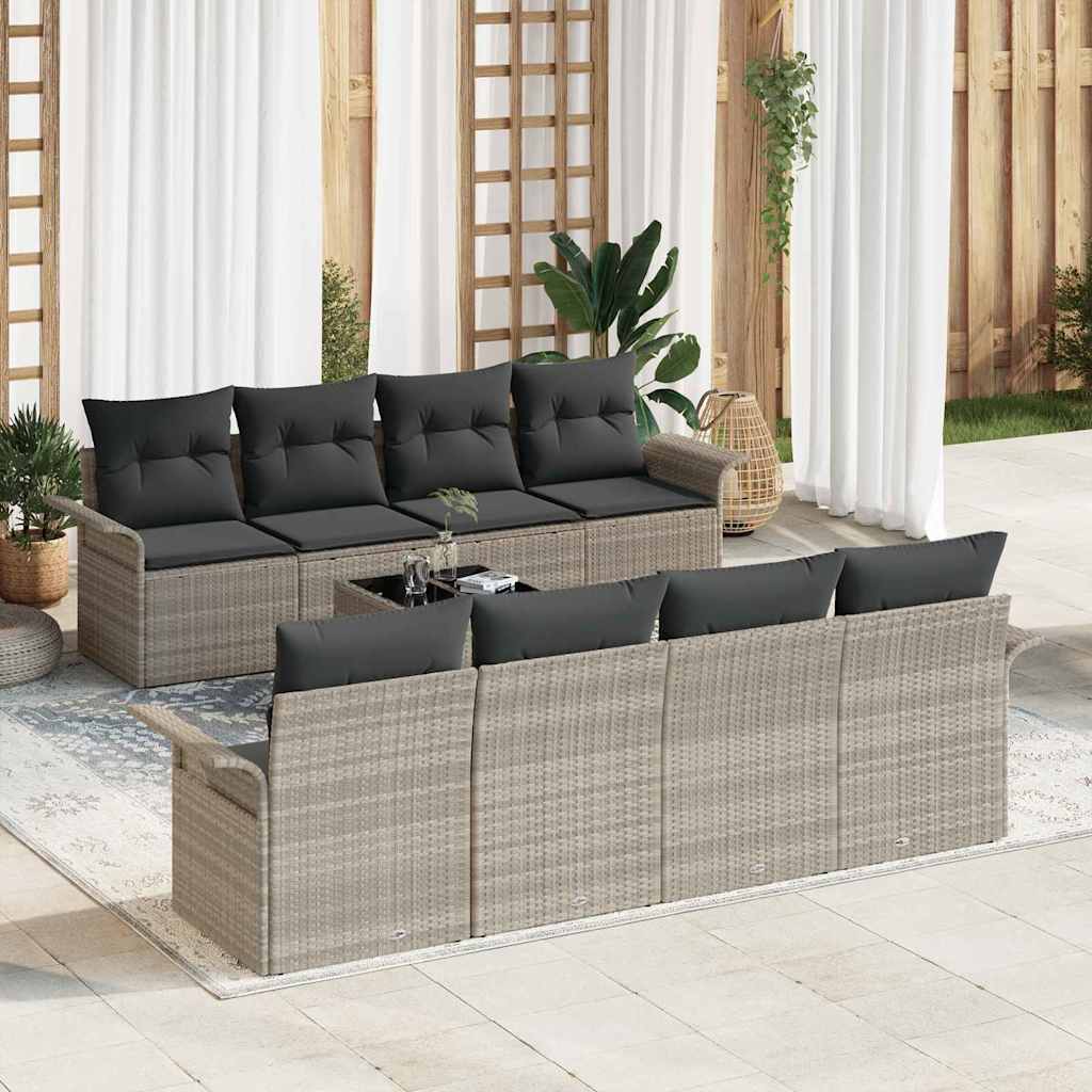 Set Divano da Giardino 9 pcs Grigio chiaro e grigio scuro | homemem39