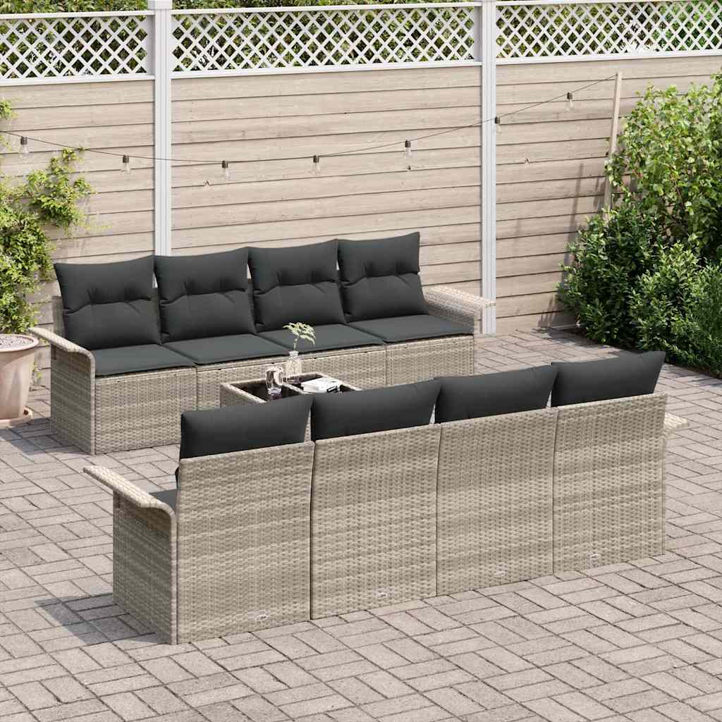 Set Divano da Giardino 9 pcs Grigio chiaro e grigio scuro | homemem39