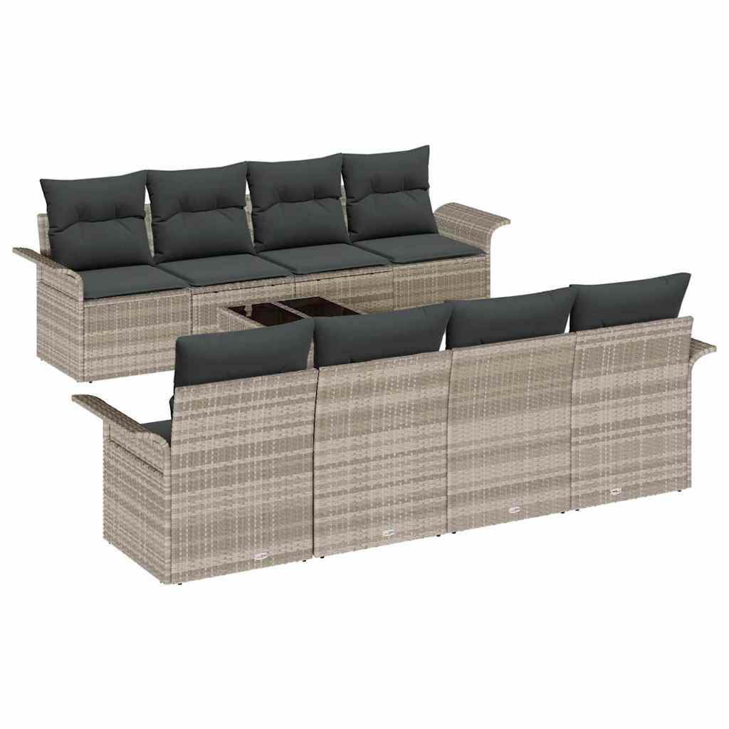 Set Divano da Giardino 9 pcs Grigio chiaro e grigio scuro | homemem39