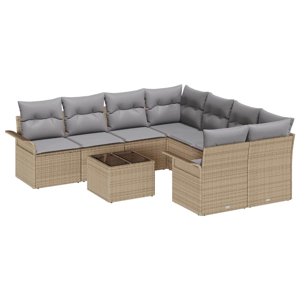 Set Divano da Giardino 9 pcs Beige e grigio polyrattan | homemem39