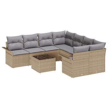 Set Divano da Giardino 9 pcs Beige e grigio polyrattan | homemem39