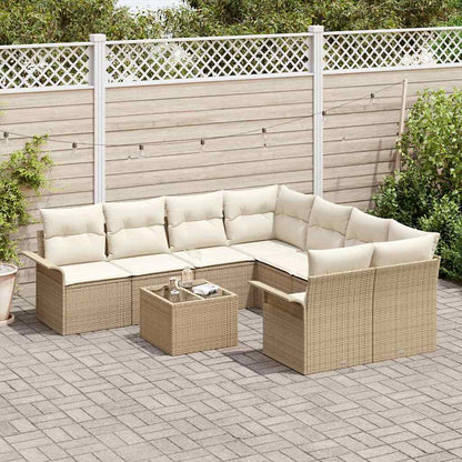 Set Divano da Giardino 9 pcs Beige e Crema polyrattan | homemem39