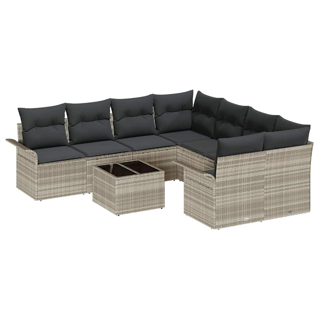 Set Divano da Giardino 9 pcs Grigio chiaro e grigio scuro | homemem39