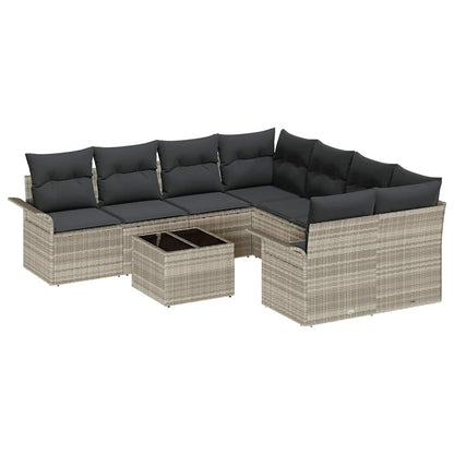 Set Divano da Giardino 9 pcs Grigio chiaro e grigio scuro | homemem39