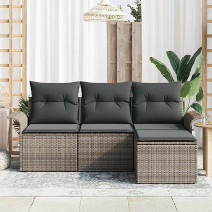 Set Divano da Giardino con cuscino 4 pcs Grigio Poly Rattan | homemem39