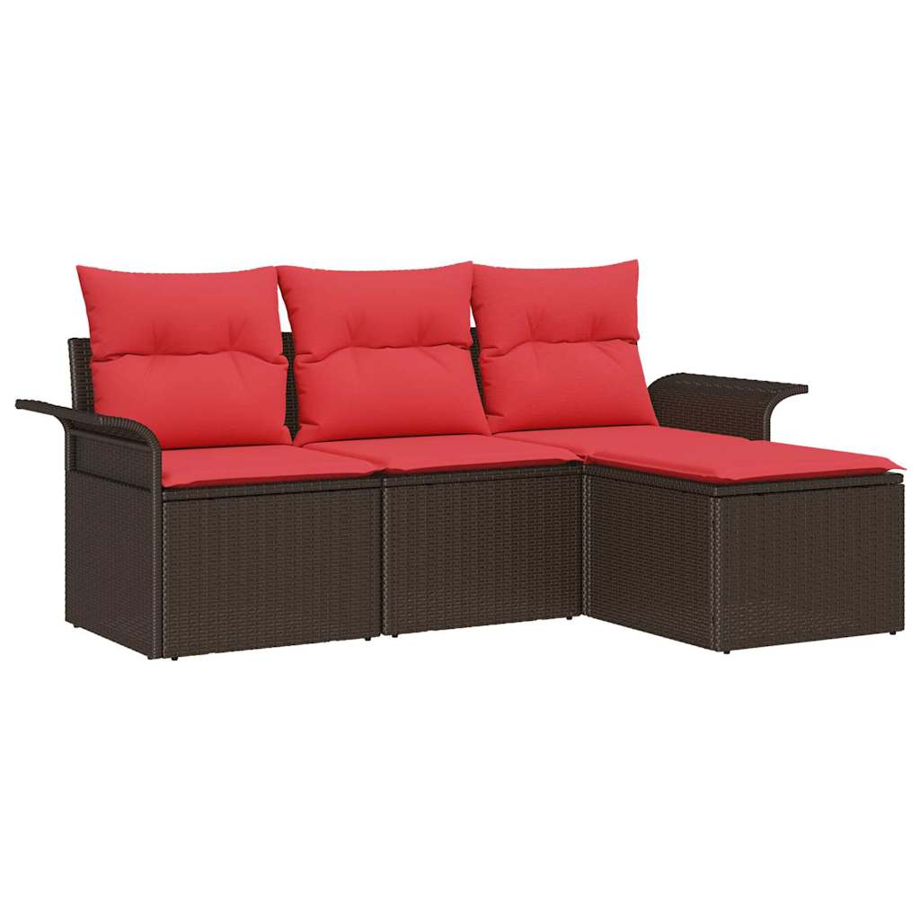Set Divano da Giardino con cuscino 4 pcs Marrone polyrattan | homemem39