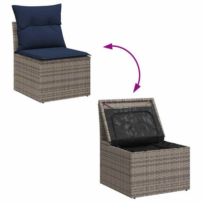 Set Divano da Giardino con cuscino 4 pcs Grigio polyrattan | homemem39