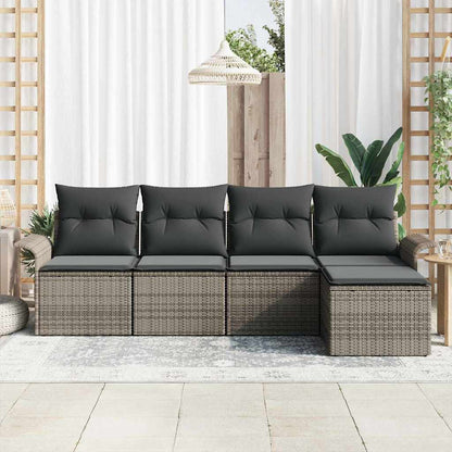 Set Divano da Giardino con cuscino 5 pcs Grigio polyrattan | homemem39