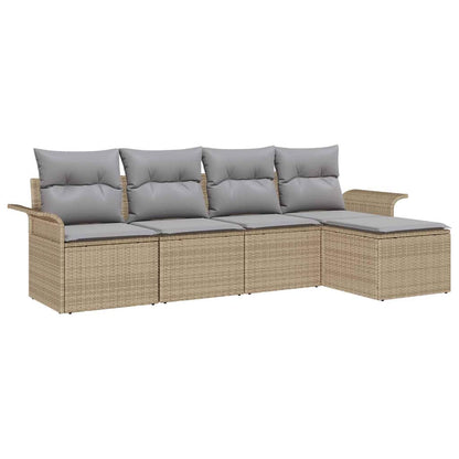 Set Divano da Giardino con cuscino 5 pcs Beige polyrattan | homemem39