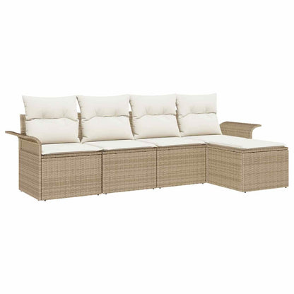 Set Divano da Giardino con cuscino 5 pcs Beige polyrattan | homemem39