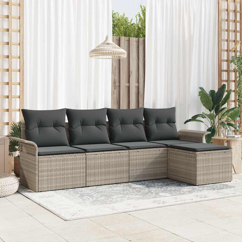 Set Divano da Giardino 5 pcs Grigio chiaro polyrattan | homemem39