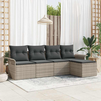 Set Divano da Giardino 5 pcs Grigio chiaro polyrattan | homemem39