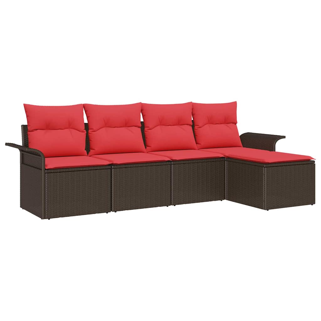 Set Divano da Giardino 5 pcs Marrone polyrattan | homemem39