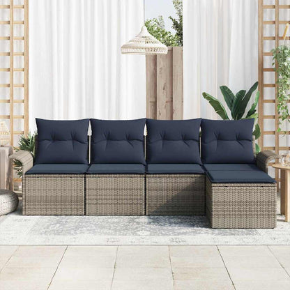 Set Divano da Giardino 5 pcs Grigio polyrattan | homemem39