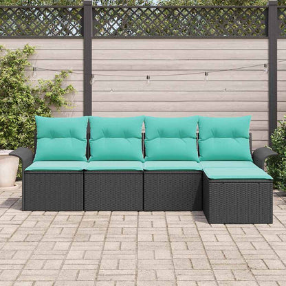 Set Divano da Giardino con archiviazione 5 pcs Nero polyrattan | homemem39