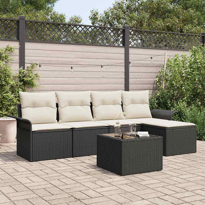 Set Divano da Giardino 6 pz Nero polyrattan
