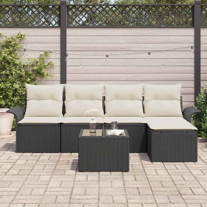 Set Divano da Giardino 6 pz Nero polyrattan
