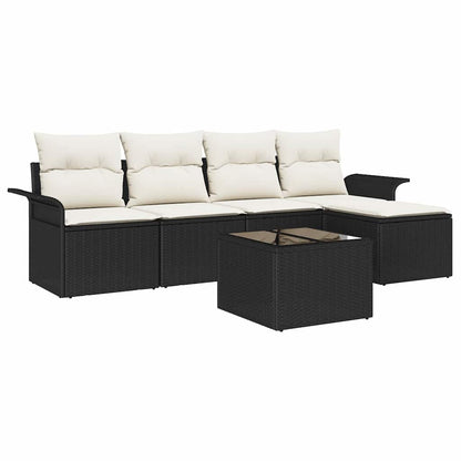Set Divano da Giardino 6 pz Nero polyrattan