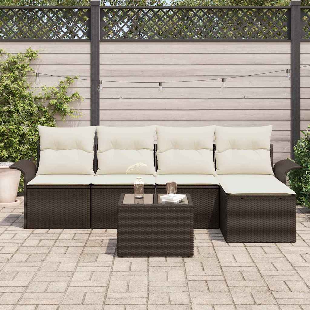 Set Divano da Giardino con cuscino 6 pcs Marrone polyrattan | homemem39