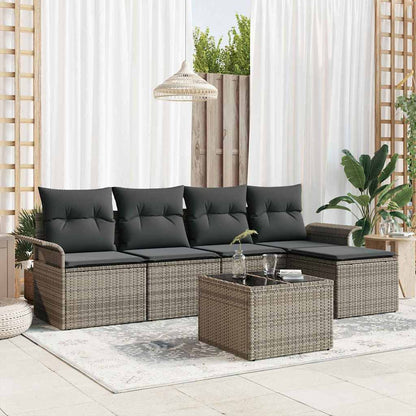 Set Divano da Giardino con cuscino 6 pcs Grigio polyrattan | homemem39