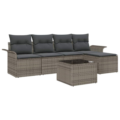 Set Divano da Giardino con cuscino 6 pcs Grigio polyrattan | homemem39