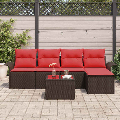 Set Divano da Giardino 6 pcs Marrone polyrattan | homemem39