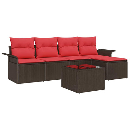 Set Divano da Giardino 6 pcs Marrone polyrattan | homemem39