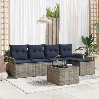 Set Divano da Giardino 6 pcs Grigio polyrattan | homemem39