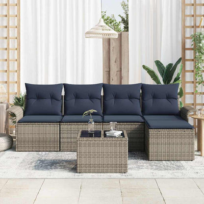 Set Divano da Giardino 6 pcs Grigio polyrattan | homemem39