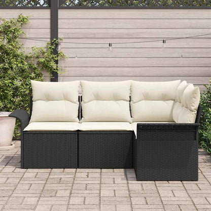 Set Divano da Giardino con archiviazione 4 pcs Nero polyrattan | homemem39