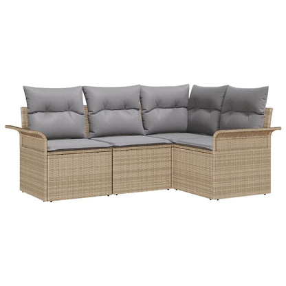 Set Divano da Giardino con archiviazione 4 pcs Beige polyrattan | homemem39