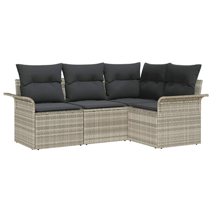 Set Divano da Giardino 4 pcs Grigio chiaro polyrattan | homemem39