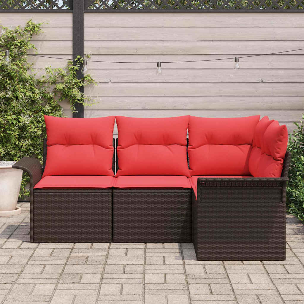 Set Divano da Giardino 4 pcs Marrone polyrattan | homemem39